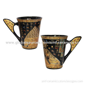 12oz Ceramic Mug, Golden Decal Design, Customized Designs, Various Colors and ShapesNew